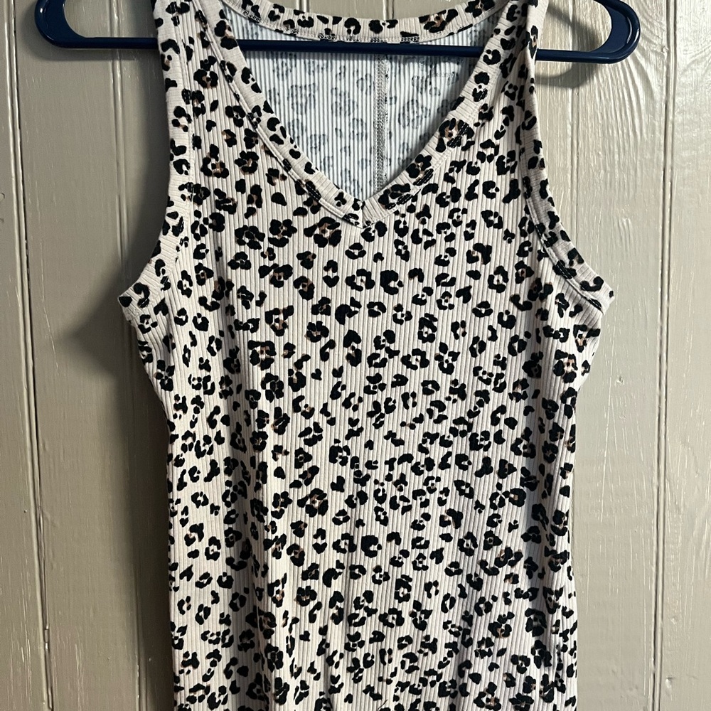 Leopard Print Ribbed Tank Top